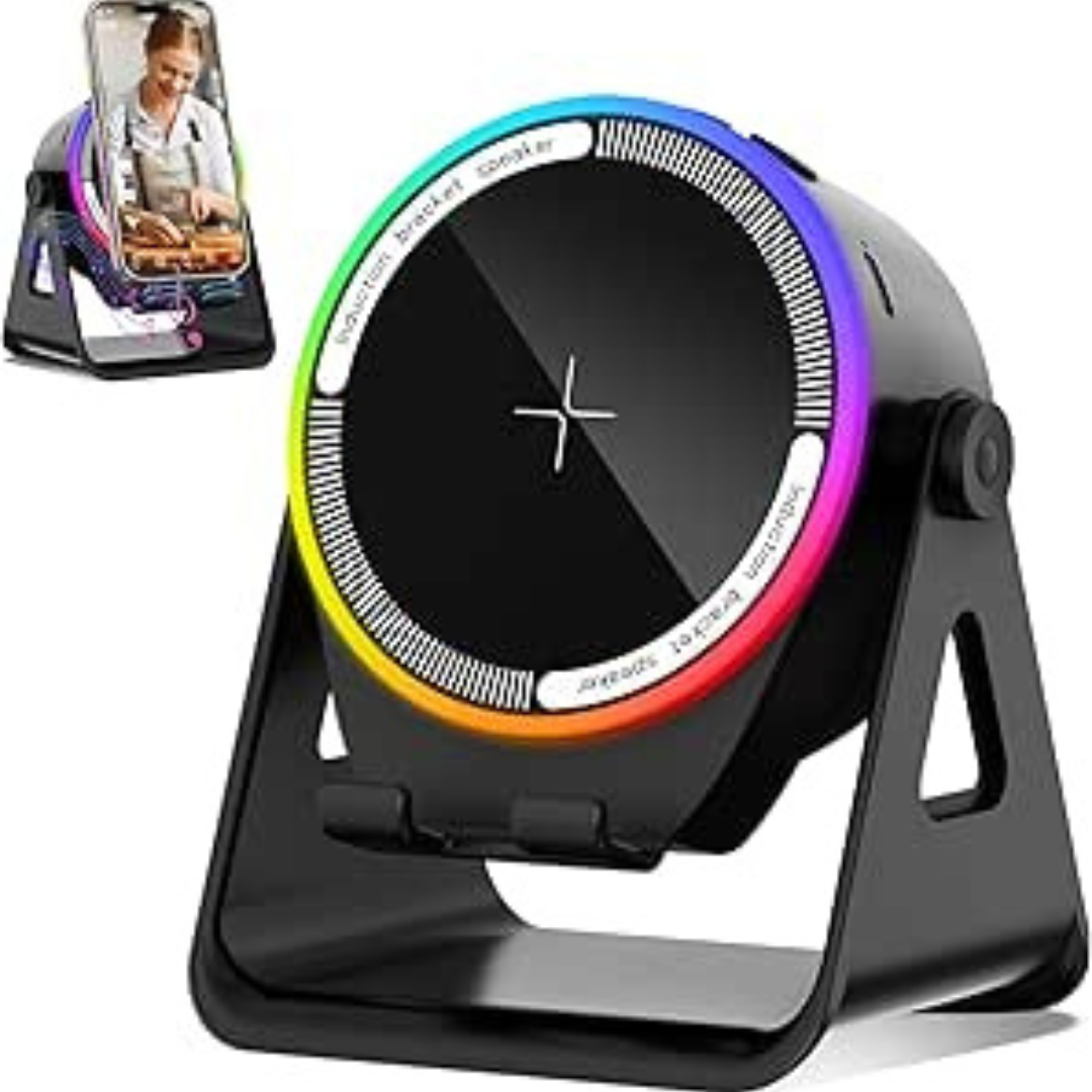 4-in-1 Wireless Induction Speaker with RGB Lights & Phone Stand